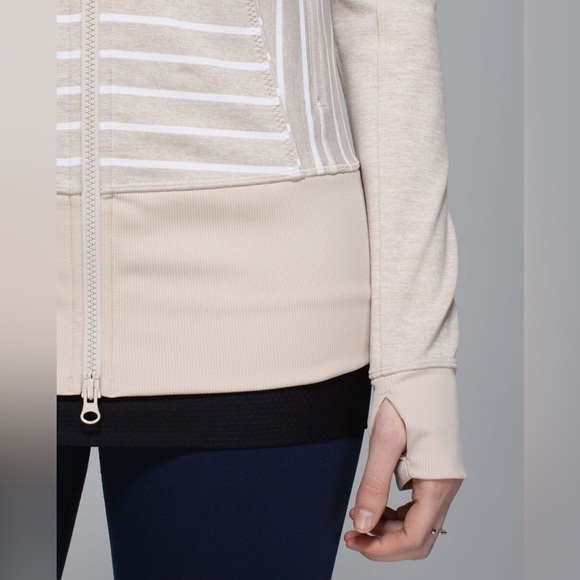 Lululemon Nice Asana Jacket Deauville Stripe Heathered Cashew White - Size: 6 - Picture 3 of 11